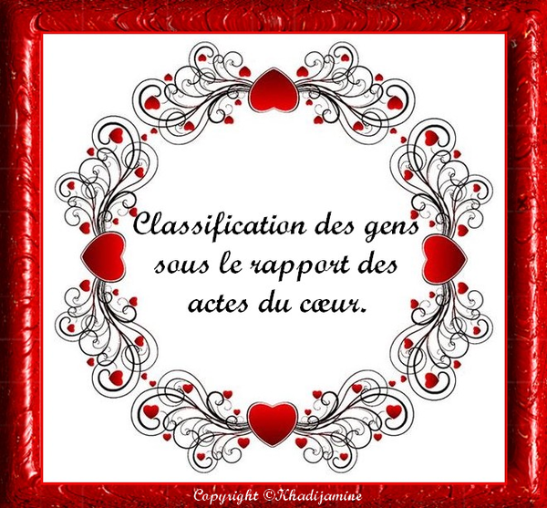Classif. des gens sous le rapport des actes du cœur  1/2