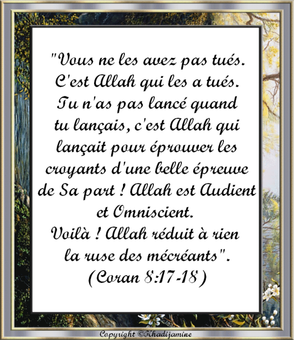 Exégèse de la sourate 8 des versets 17-19