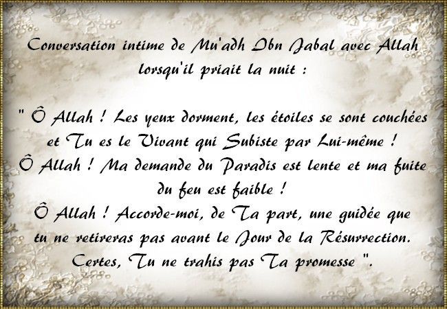 Conversation Intime De Mu Adh Ibn Jabal Avec Allah